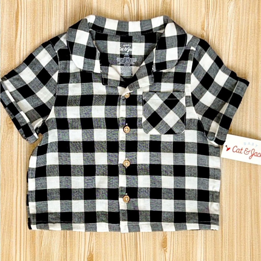 Cat & Jack sz 18M Black and White Checkered Kids Shirt